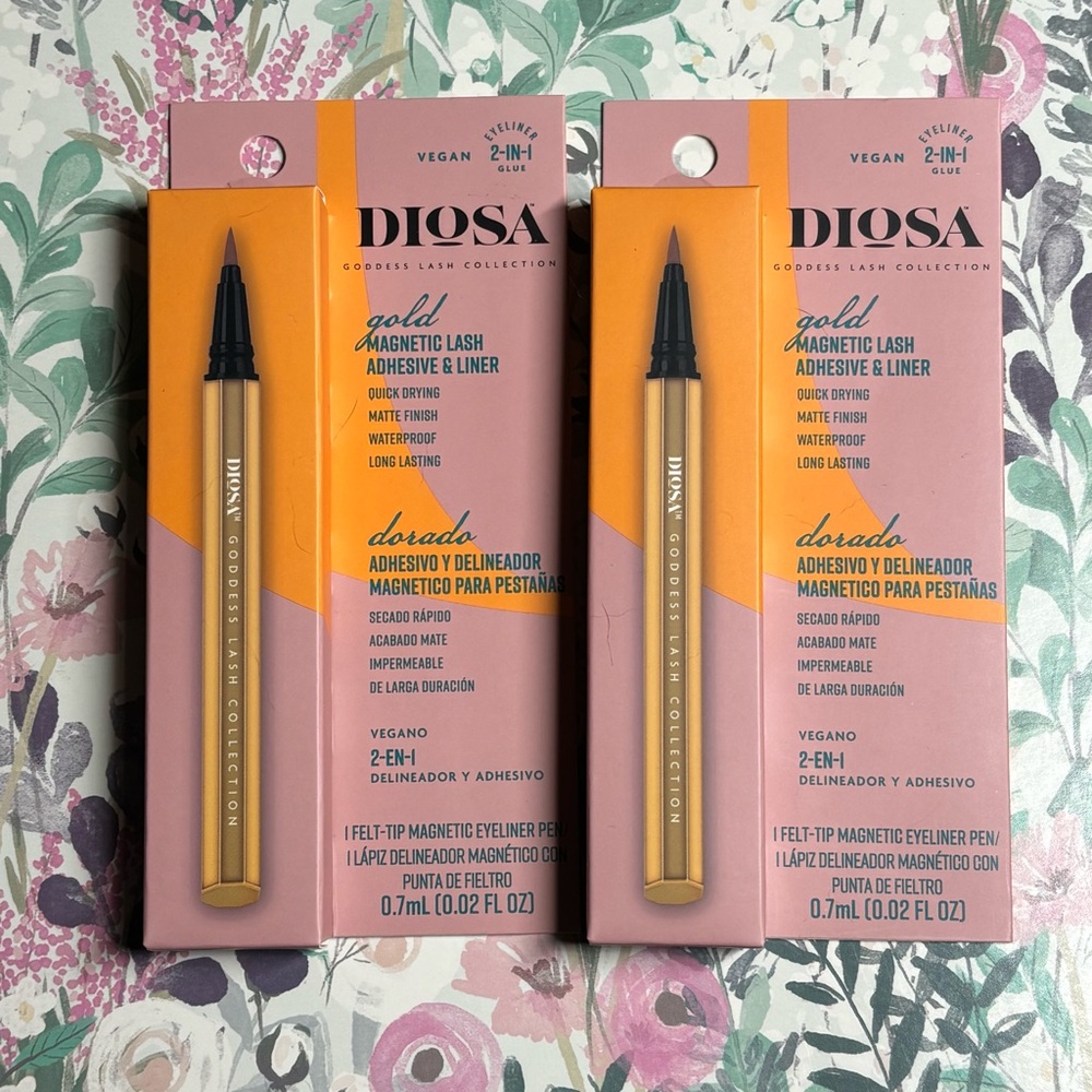Diosa Gold (Dorado) Magnetic Lash Adhesive & Liner 2 Pack Beauty Lot